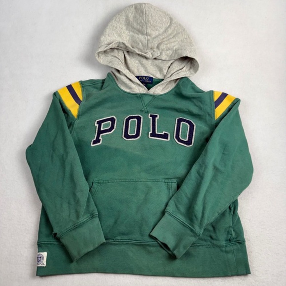 Polo Ralph Lauren Boys Green Varsity‎ Hoodie Eastern State Champs Size M 10-12